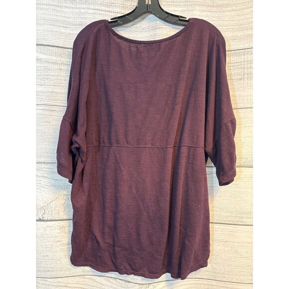 Max Studio Maroon Ruched Sleeve Top Size L - Picture 4 of 4